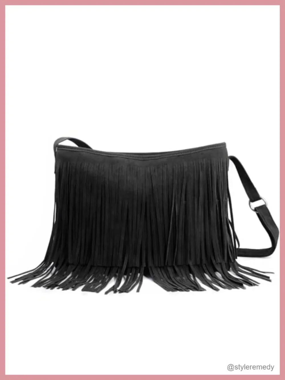 Faux Suede Leather Hobo Crossbody Bag with Tassel Fringe Shoulder Bag